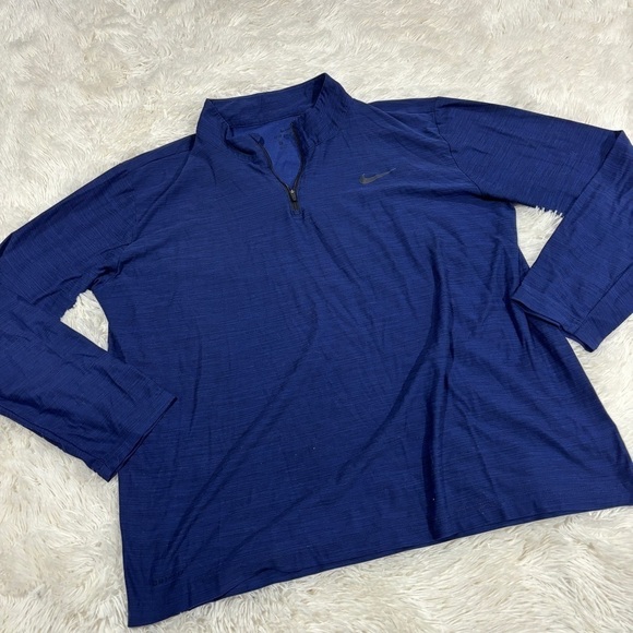 Nike Breathe Dri-Fit 1/4 Zip Long Sleeve Training Shirt Heathered Navy XL - Picture 2 of 10